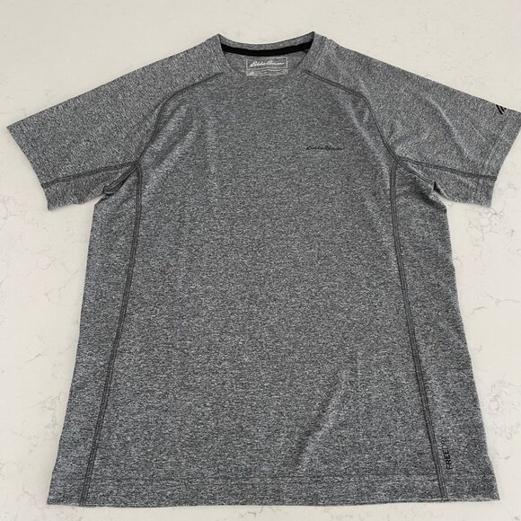 Eddie Bauer Motion Freedry Athletic SS Crew Nk Tech T Shirt Grey Blk Sz S NWOT - Picture 4 of 13